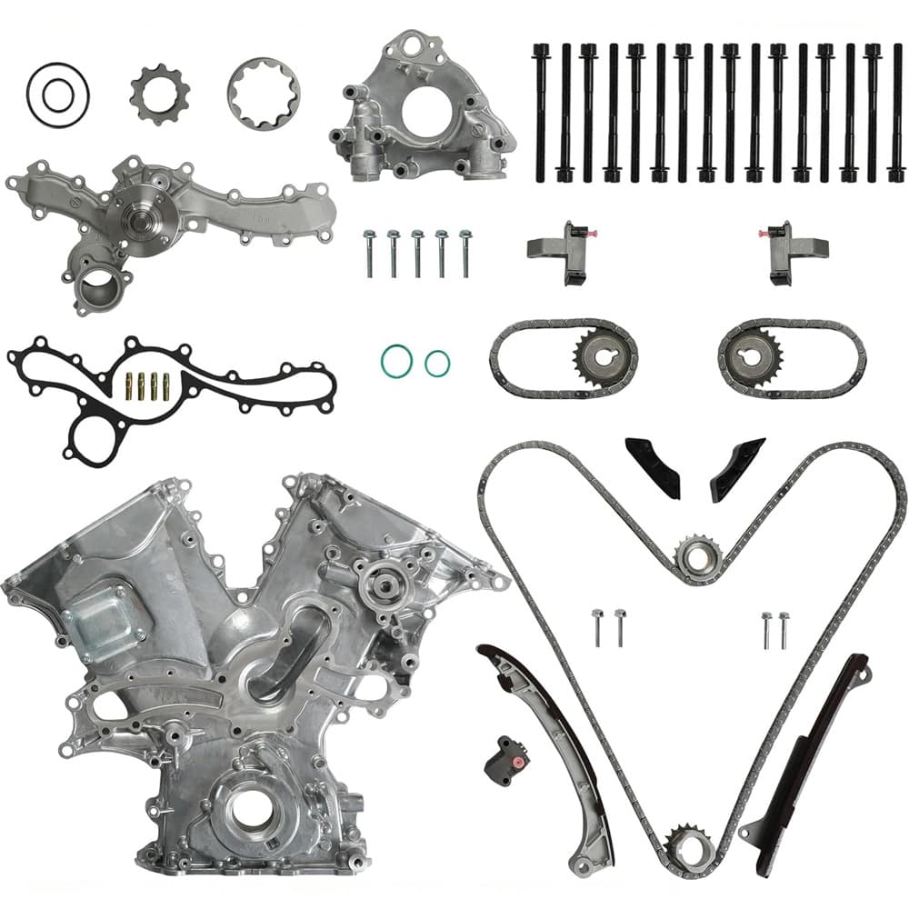 VQ40DE 4.0L Timing Chain Kit Water Oil Pump Head Gasket Piston Rings Fit Nissan Frontier Xterra 05-15 OE 13091-ZK00A