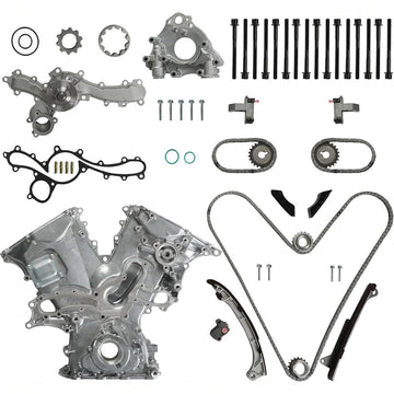 VQ40DE 4.0L Timing Chain Kit Water Oil Pump Head Gasket Piston Rings Fit Nissan Frontier Xterra 05-15 OE 13091-ZK00A
