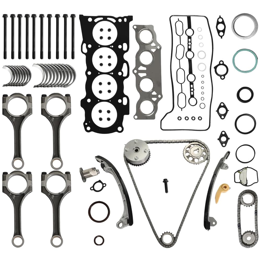 2.4L Engine Rebuild Kit Head Gasket Timing Chain Rod Main Bearings Connecting Rod Head Bolts Fit Toyota RAV4 Corolla
