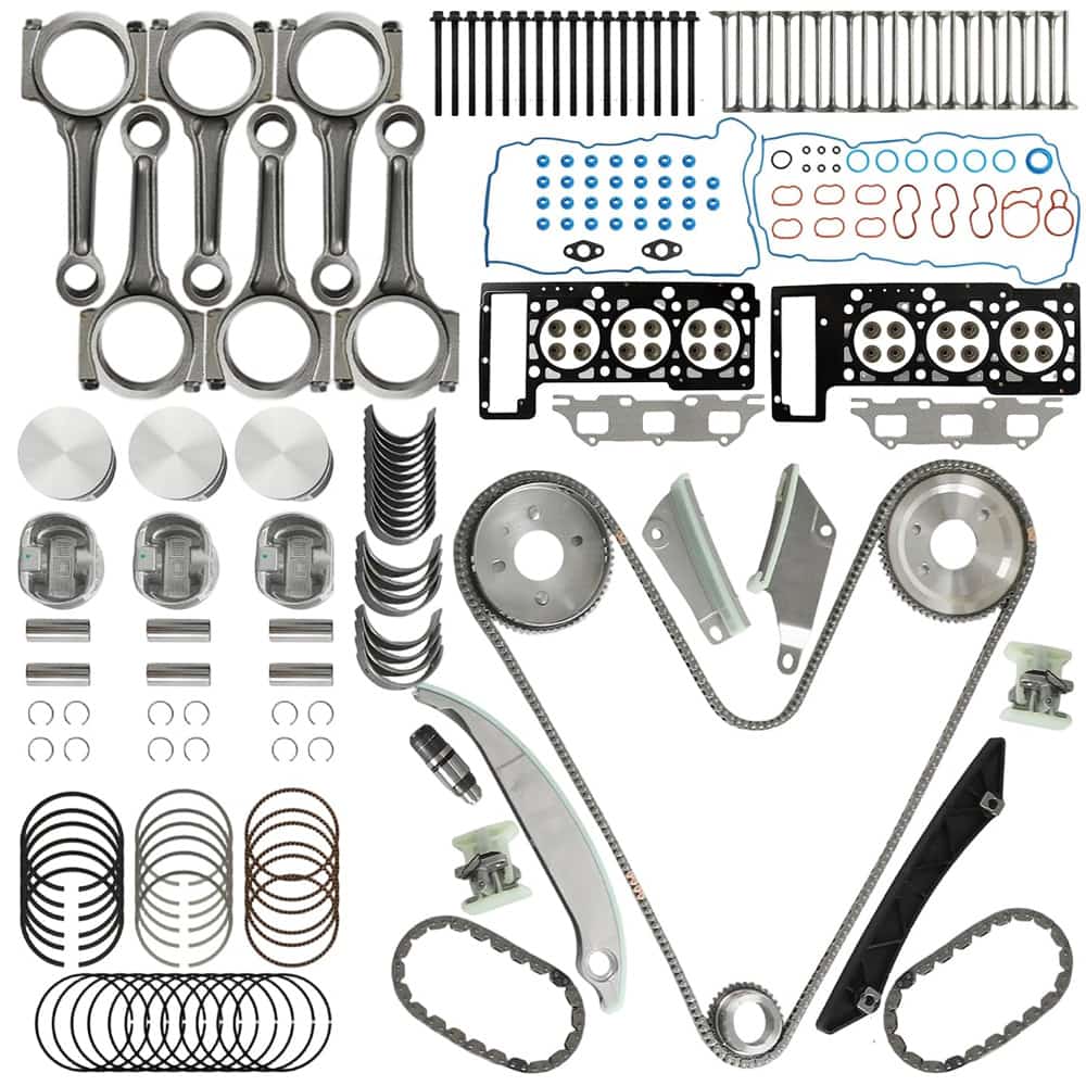 2.7L V6 Engine Rebuild Kit Head Gasket Timing Chain Piston Rod Bearings Valves For Chrysler Dodge