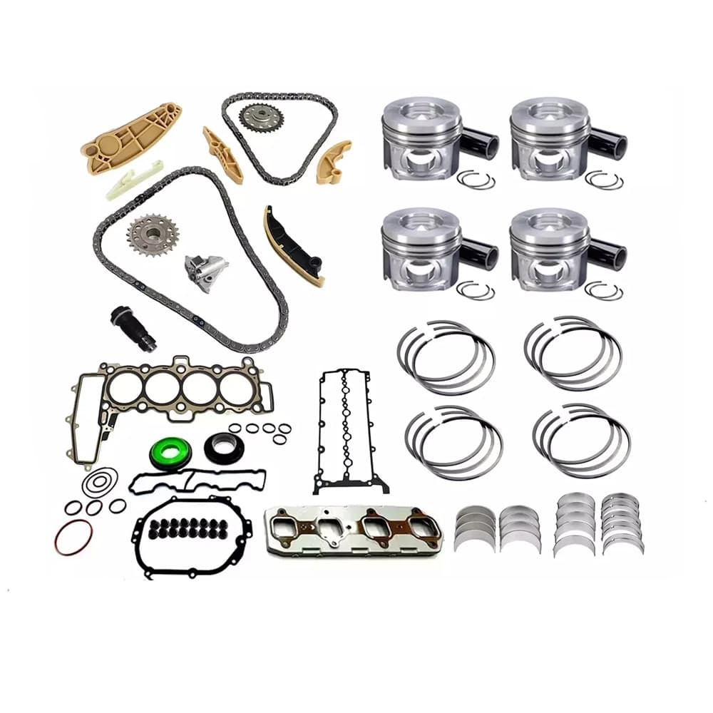 `204DTD 2.0T engine rebuild kit with timing chain and gasket set, complete overhaul kit on white background`

