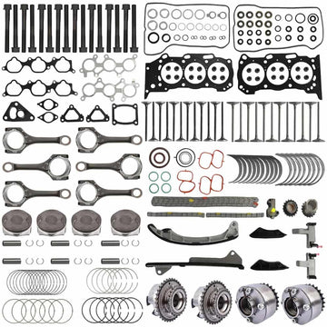 2GR-FE Engine Overhaul Rebuild Kit with Head Gasket, Timing Chain, Pistons, Rods, Valves & Bearings for Toyota/Lexus 3.5L V6.