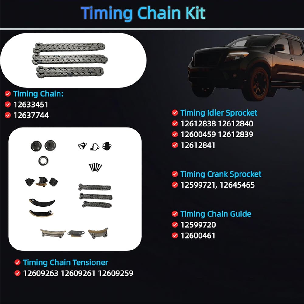 3.0L 3.6L V6 Timing Chain Kit with Tensioner Guide and Sprocket
