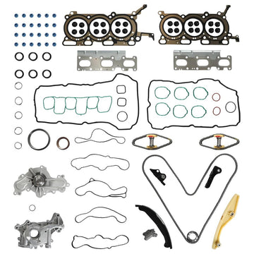 3.5L Engine Head Gasket Timing Chain Water Oil Pump Full Kit
