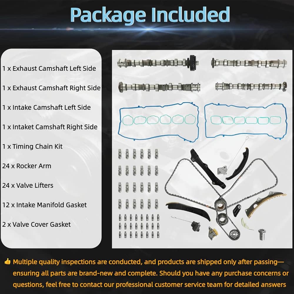 3.6L Timing Chain Kit with Camshafts, Valve Lifters and Rocker Arms, Complete Engine Repair Parts