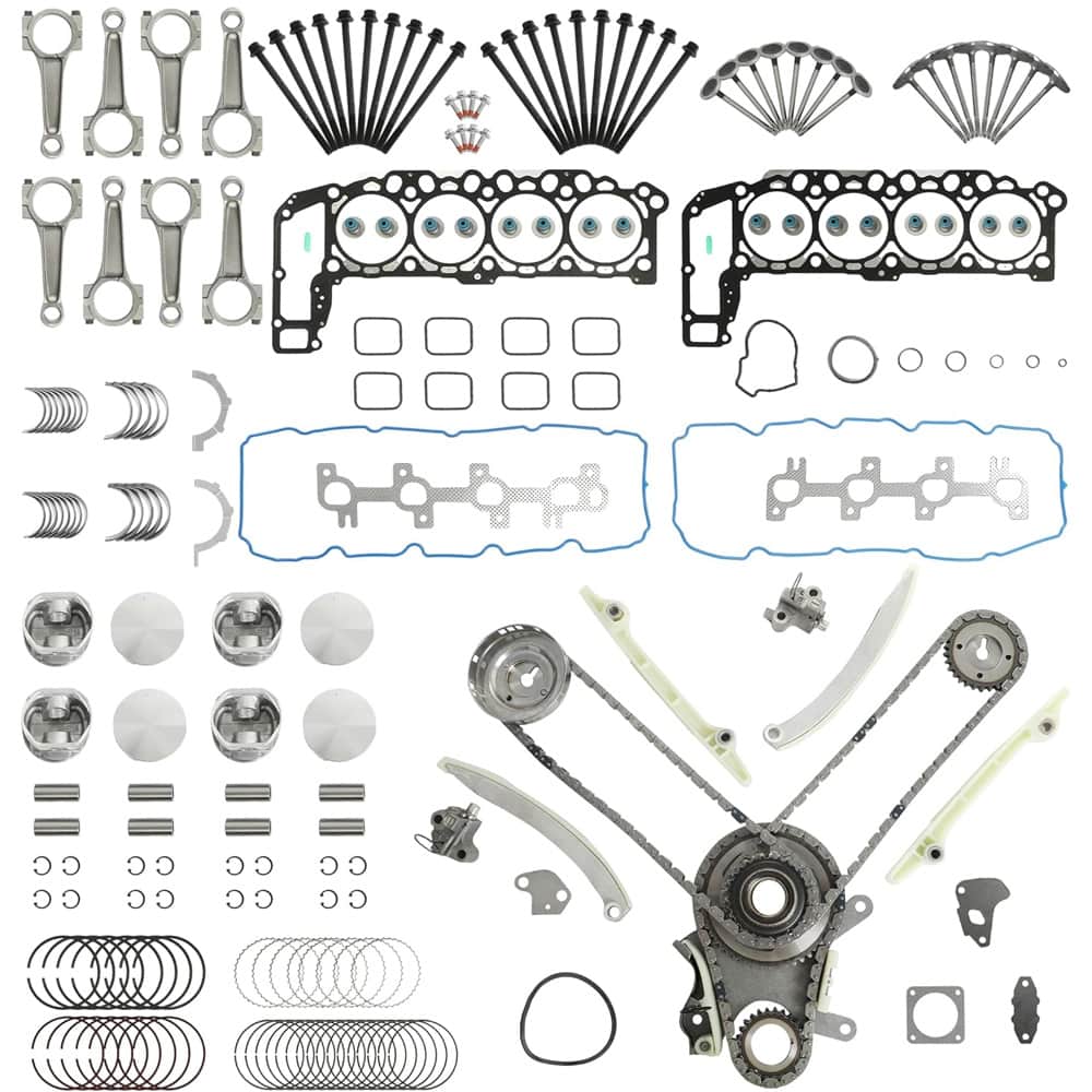 4.7L V8 Full Engine Overhaul Kit Head Gasket Pistons Con-Rod Bearings Timing Chain Kit Fit Dodge Jeep 1999-2007
