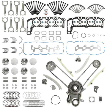 4.7L V8 Full Engine Overhaul Kit Head Gasket Pistons Con-Rod Bearings Timing Chain Kit Fit Dodge Jeep 1999-2007
