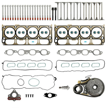 5.3L engine rebuild overhaul kit with timing chain, head gasket bolt set and intake exhaust valve