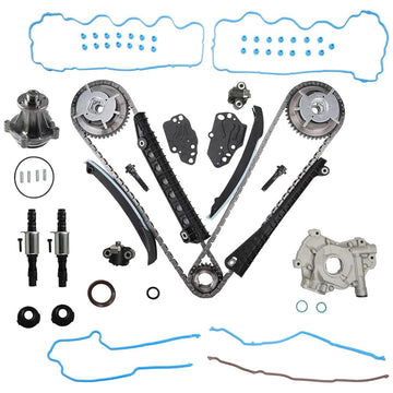 5.4L Triton 3V Timing Chain Kit Water Oil Pump VVT Phasers Valves Fit Ford Lincoln Trucks SUV
