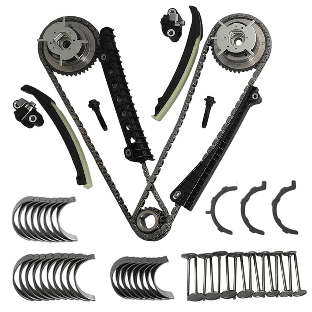 5.4L 3V Timing Chain Kit Main Rod Bearings Intake Exhaust Valves For Ford F150 F250 F350 Expedition
