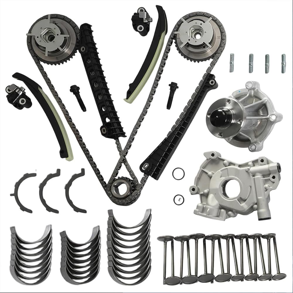 5.4L 3V Timing Chain Kit Oil Water Pump Main Rod Bearings Valve For Ford F150 F250 F350
