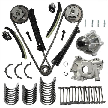 5.4L 3V Timing Chain Kit Oil Water Pump Main Rod Bearings Valve For Ford F150 F250 F350
