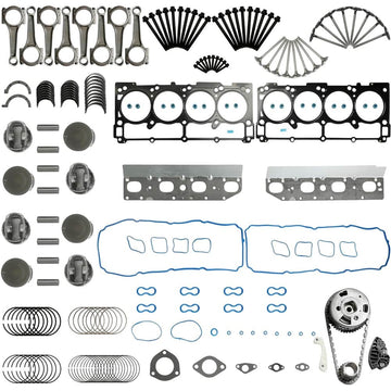 5.7 HEMI Overhaul Kit Pistons Rod Bearings Head Gasket Bolts Valves Fit Dodge Jeep Chrysler 2009-2016
