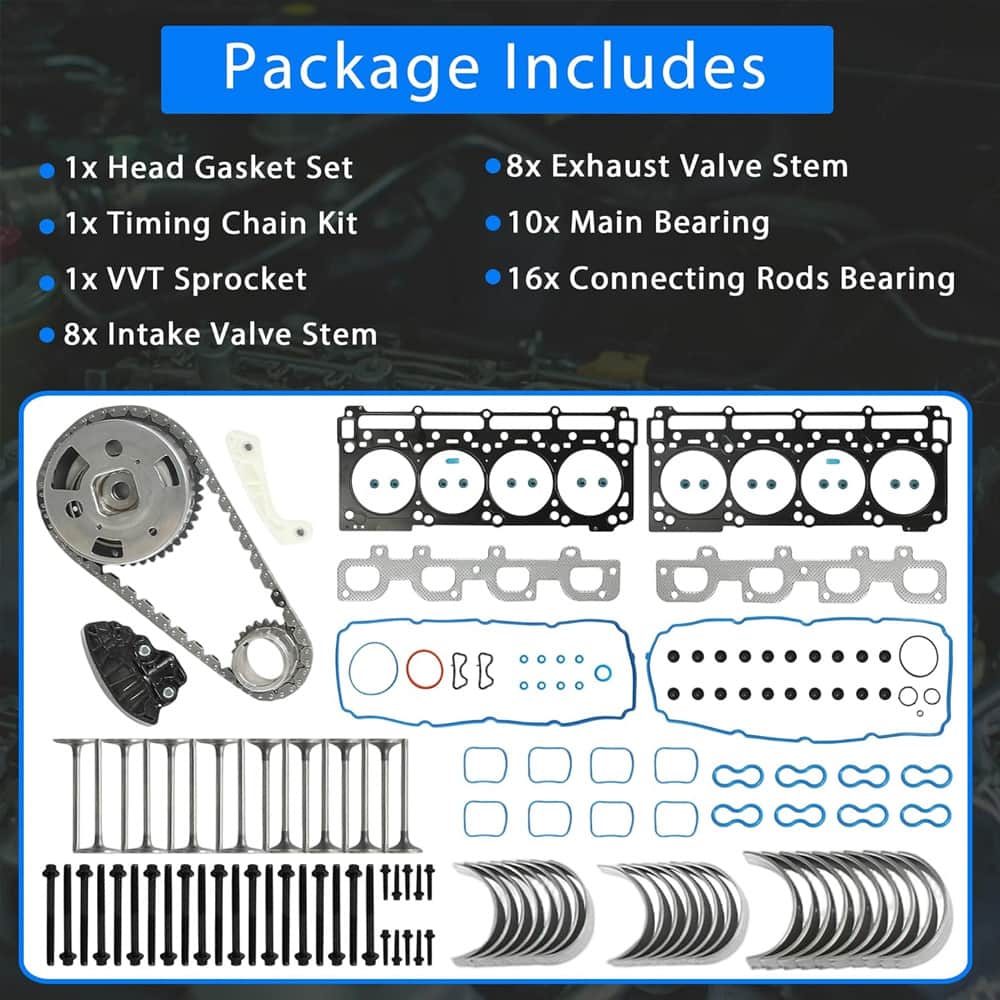 Complete repair kit including head gasket, timing chain, valve bearings & head bolts for 6.4 Chrysler Dodge Jeep Ram
