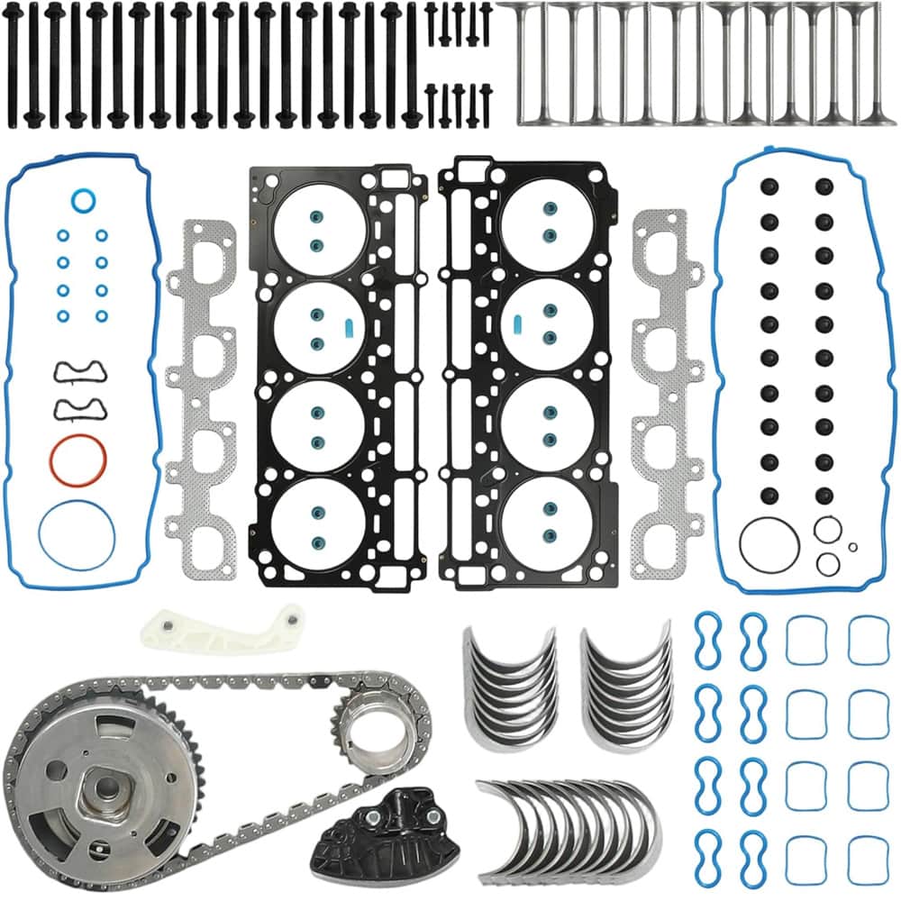 6.4L V8 engine head gasket set, timing chain kit, valve bearing kit and head bolts replacement parts
