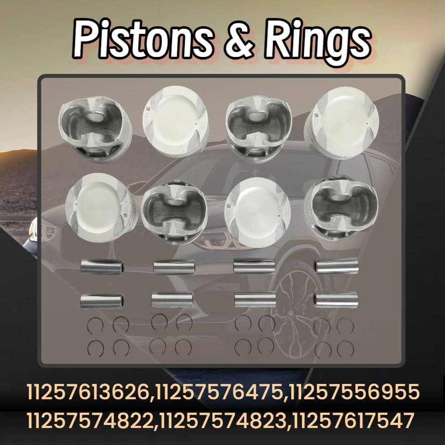 GPQ N63B44 Pistons Kit Head Gasket Set w/ Bearings For BMW 550i 650i 750Li X5 X6 B7 4.4T V8 12-18