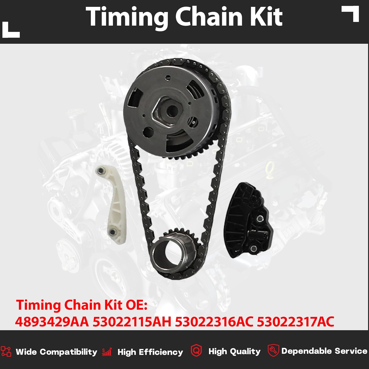 GPQ 6.4L Hemi V8 Full Head Gasket Timing Chain VVT For Dodge Jeep 1-18