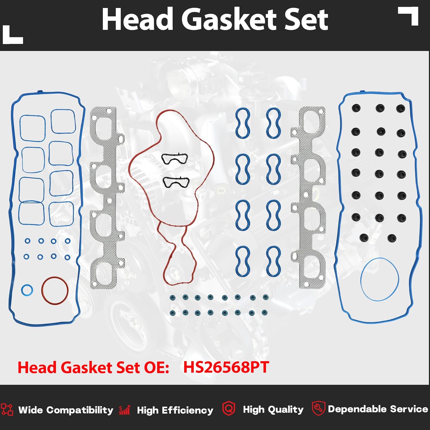 GPQ 6.4L Hemi V8 Full Head Gasket Timing Chain VVT For Dodge Jeep 1-18