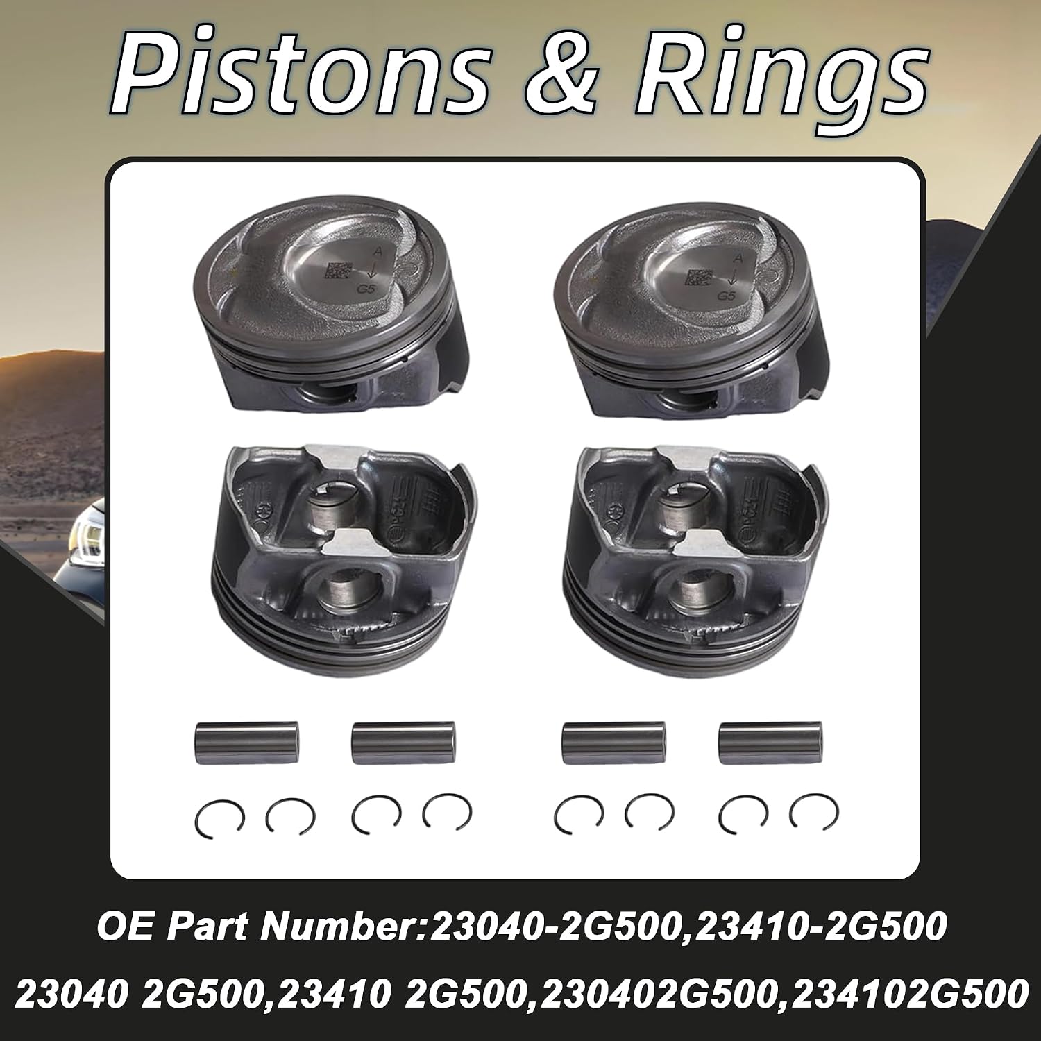GPQ G4KJ 2.4L Pistons Kit Head Gasket Set w/ Bearings Bolts For Hyundai Kia 11-19
