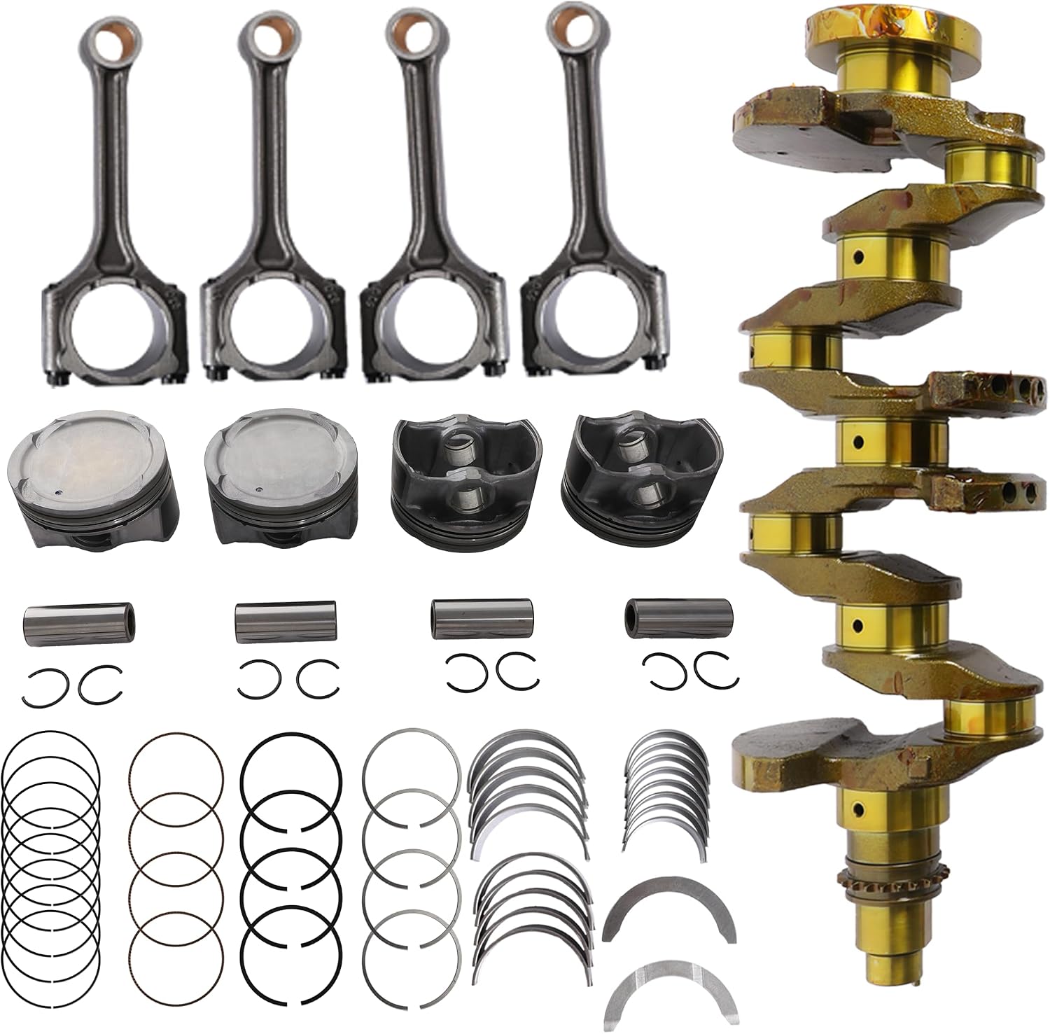 GPQ Engine Crankshaft Connecting Rod Bearings Pistons Kit For Hyundai Kia G4NA 2.0L 14‑19