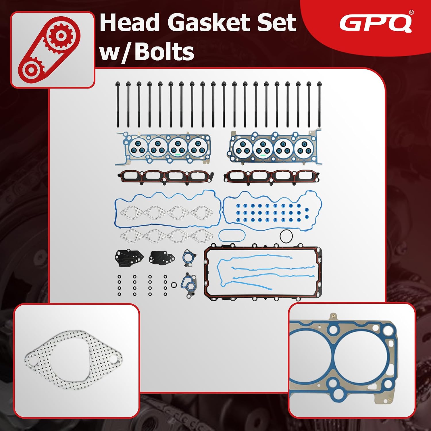 GPQ Head Gasket Set w/Bolts For Ford F-150 F-250 Lincoln 3V 5.4L 2005-2006 F-350 Super Duty Expedition Mark LT Navigator HS26306PT 3L3Z-6584-DB 3L3Z-9439-DA