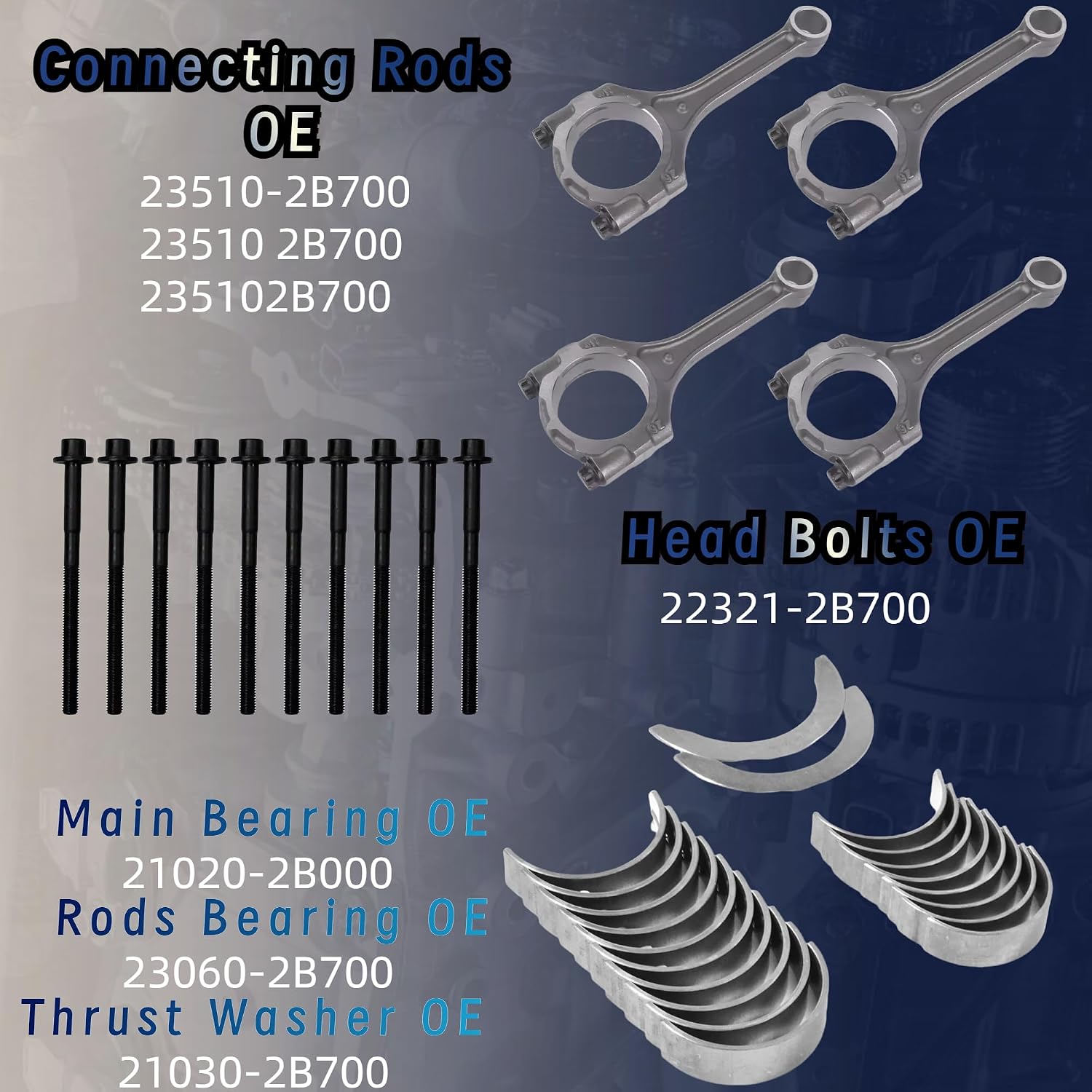 GPQ G4FJ 1.6L Engine Rebuild Kit Timing Chain Rod Gasket Hyundai Kia 12-17