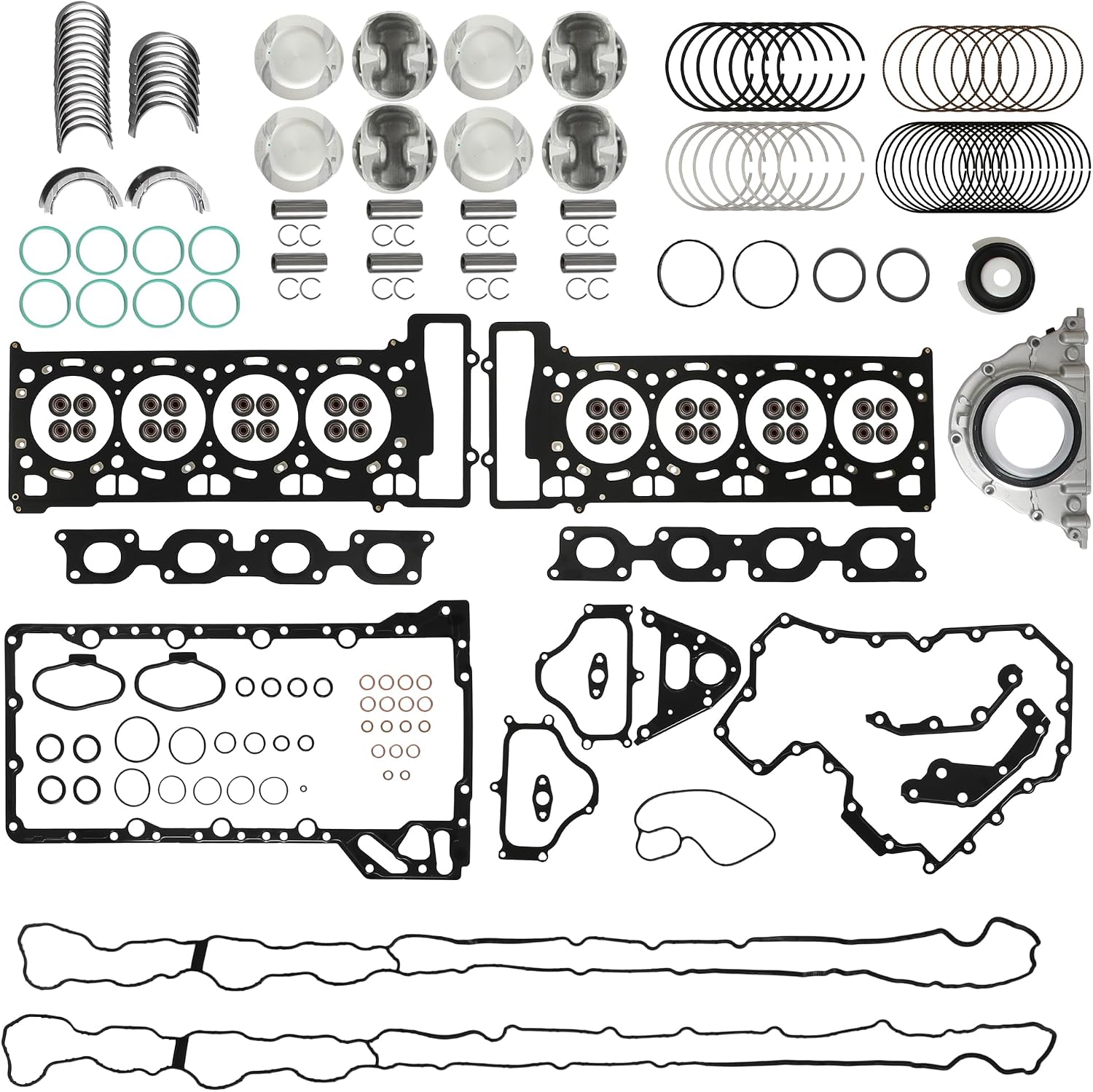 GPQ N63B44 Pistons Kit Head Gasket Set w/ Bearings For BMW 550i 650i 750Li X5 X6 B7 4.4T V8 12-18