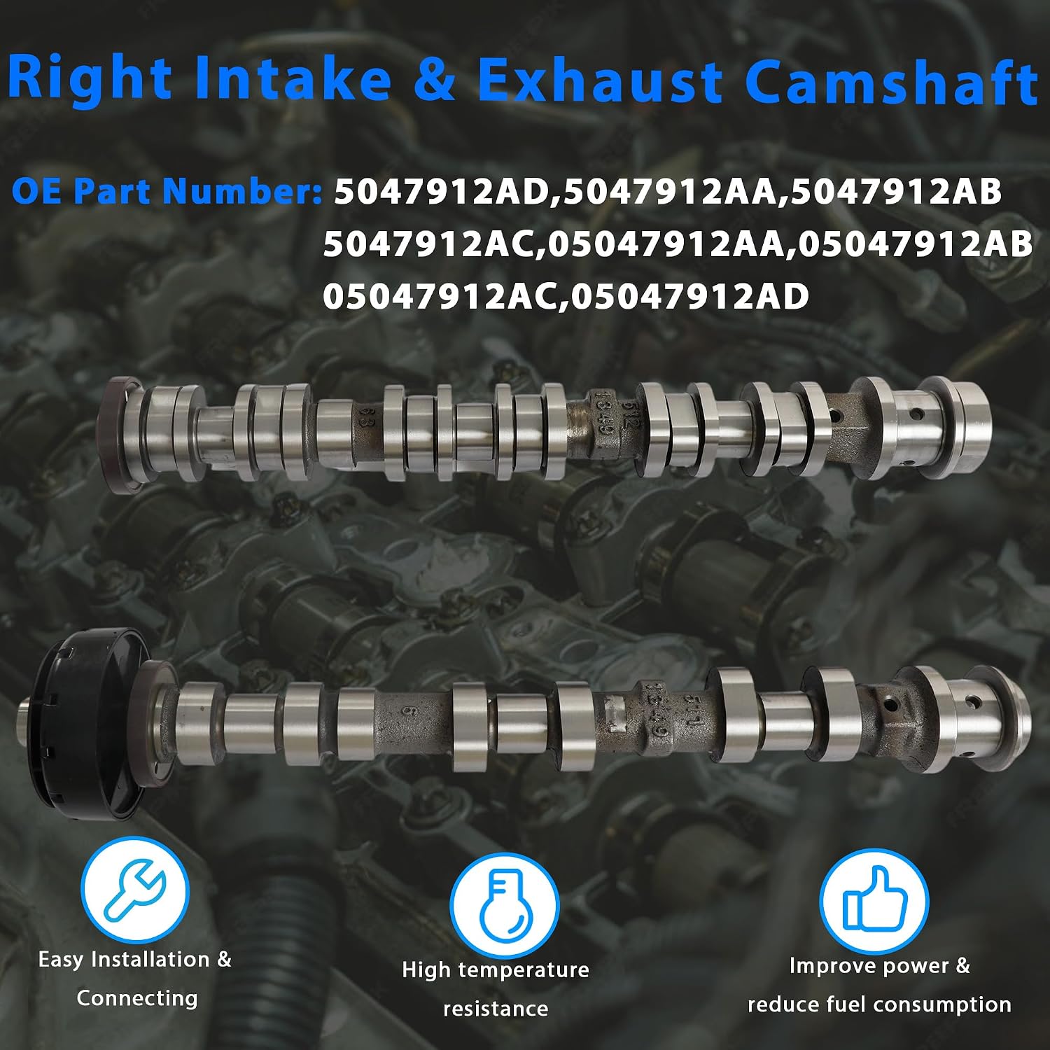 GPQ Right Intake Exhaust Camshaft 5047913AD Fit Jeep Dodge Chrysler Ram 1500 3.6L V6 16-24