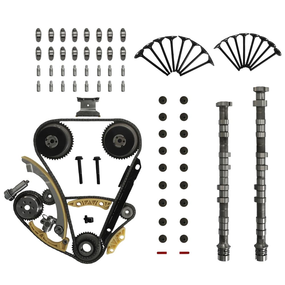 Complete timing overhaul kit: camshaft, lifters, rocker arms, timing chain and hardware. Fits Chevy Equinox GMC Terrain Buick 2.4L DOHC engine rebuild.