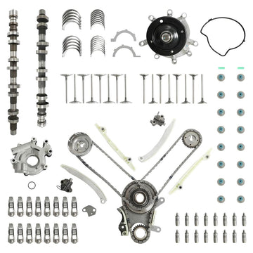 Complete engine rebuild kit with timing chain,VVT sprocket,rocker arm,lifter,water oil pump,intake exhaust valve & bearing

