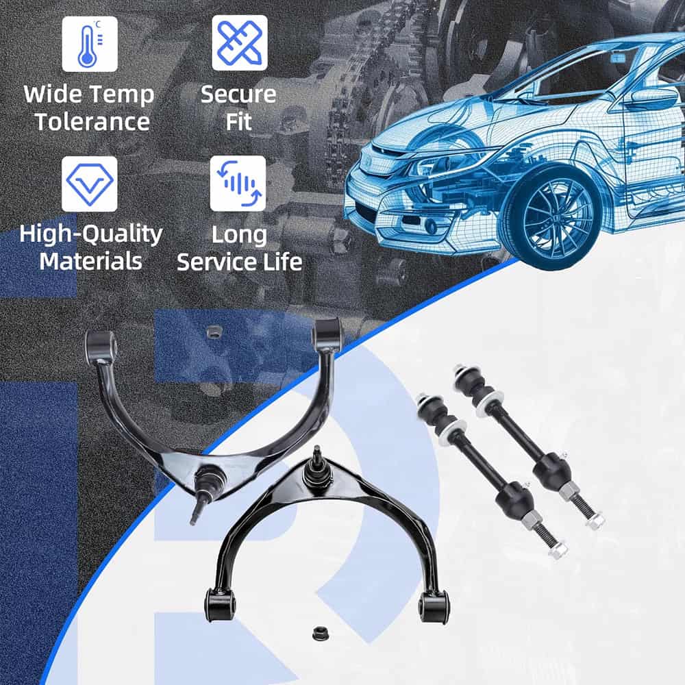 Dodge Ram 1500 Front Upper Control Arm Replacement Kit (2009-2012) – 4pc Set Includes Driver & Passenger Side Arms with Ball Joints and Sway Bar Links