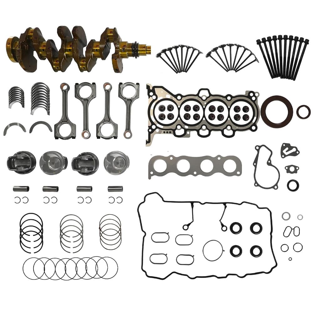 Full G4NC 2.0‑liter engine overhaul kit with gasket set, crankshaft, connecting rods, pistons and bearings. Fits Hyundai Tucson Elantra Sonata, Kia Sportage Forte Carens Soul Optima 2011‑2022, OE#23110‑2E501, 23510‑2E001.