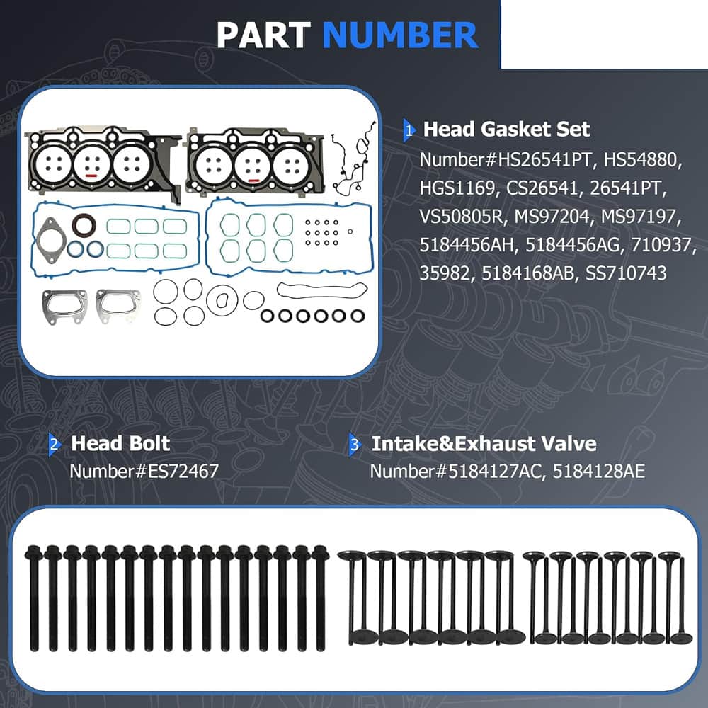 3.6 Engine Overhaul Rebuild Kit For Jeep Chrysler Dodge Ram 3.6L V6 11-16 W/Head Gasket Timing Chain Kit Timing Tool Water Oil Pump
