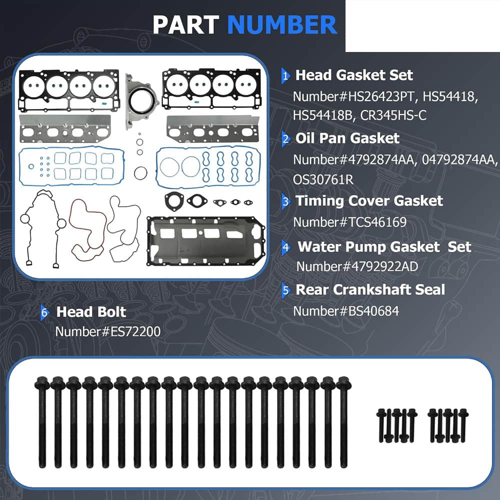 5.7 HEMI Head Gasket Set Water & Oil Pump for 2009‑2016 Dodge Jeep Chrysler Ram