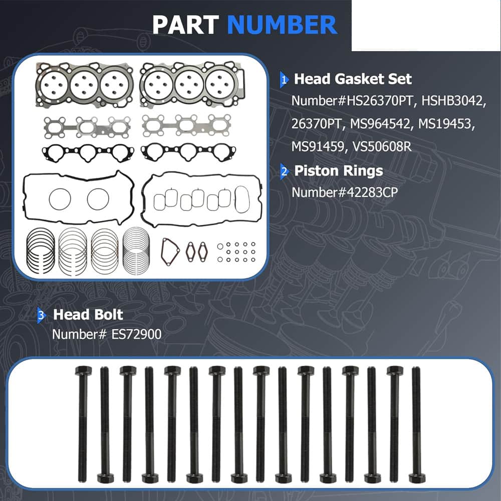 VQ40DE Cylinder Head Gasket Set Fit Nissan 4.0L Frontier Xterra Pathfinder 2005-2015 OE HS26370PT
