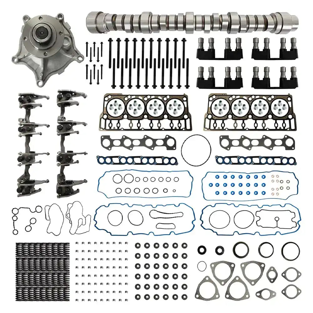 Complete Engine Overhaul Kit for 2008-2010 Ford F-250 F-350 F-450 F-550 Super Duty 6.4L V8 Diesel, Includes Camshaft, Lifters, Rocker Arms, Cylinder Head Gaskets, Water Pump, Full Gasket Set and Bolts