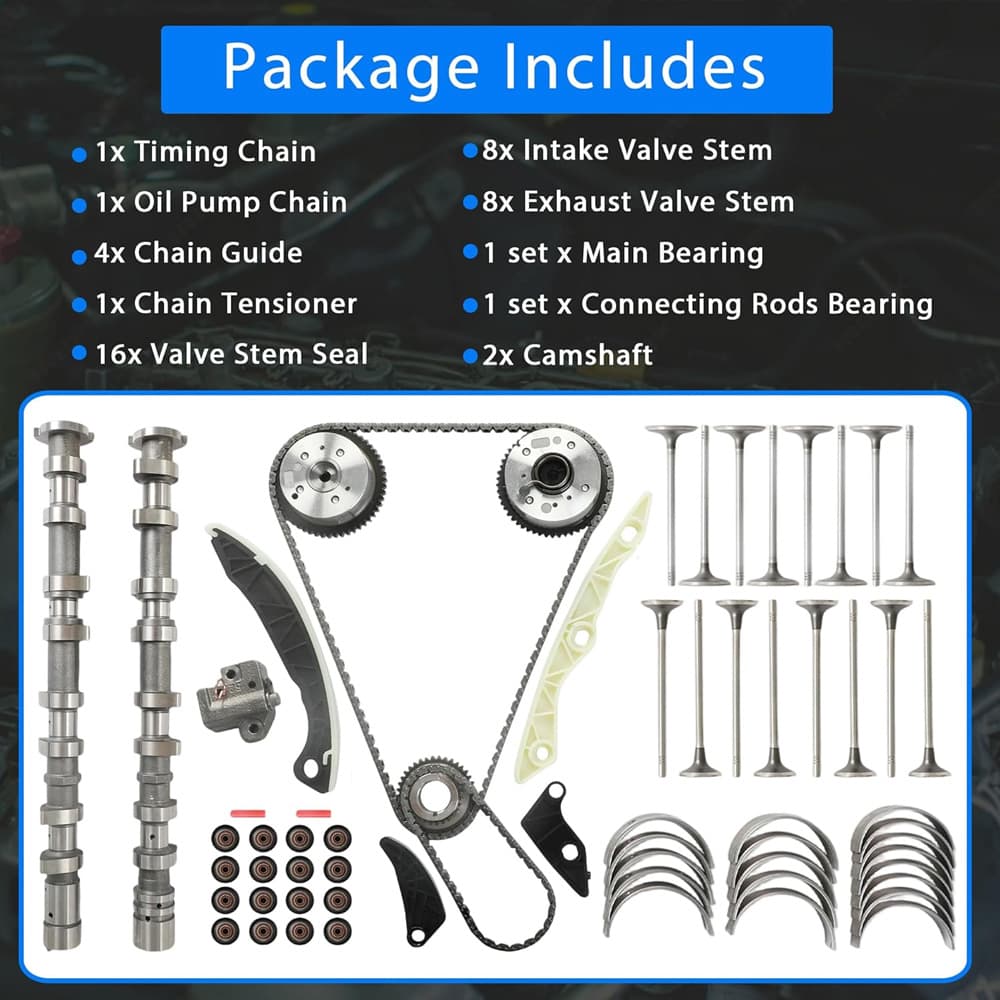 Eliminate timing rattle and valve degradation, OEM-standard replacement parts, 1-year warranty + free shipping
