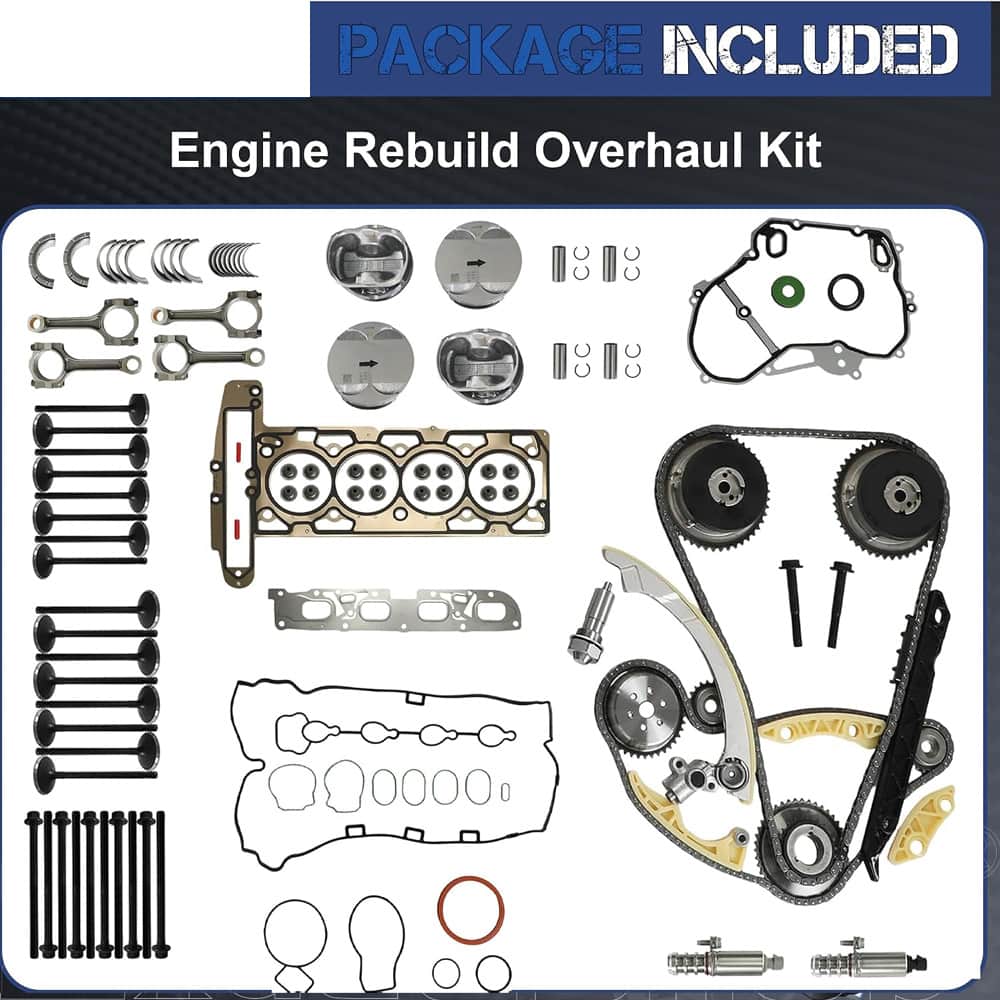 GM 2.4L Full Engine Rebuild Overhaul Kit Timing Chain VVT Head Gasket Pistons Bearings For Buick Chevy 2011-2017
