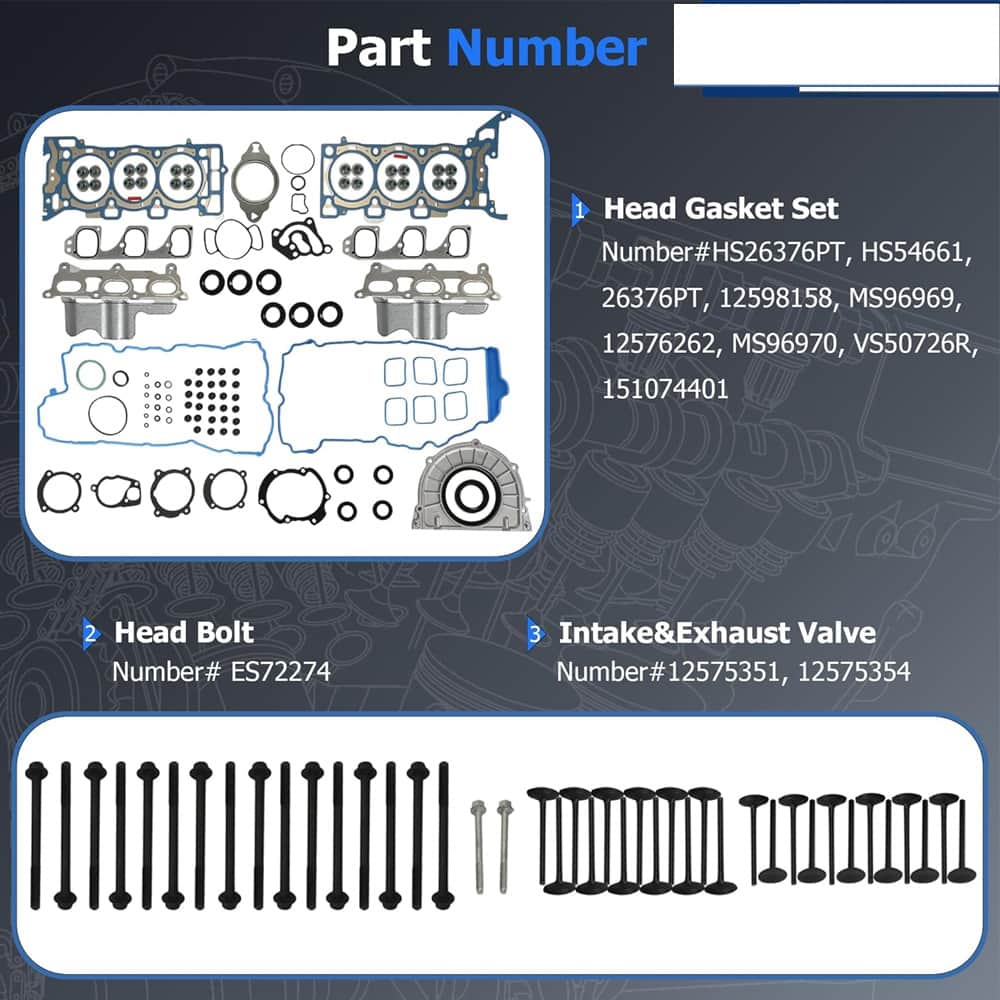3.6L Full Engine Rebuild Overhaul Kit Fit GM Acadia Enclave Traverse Saturn Outlook 2009-2016 V6 DOHC

