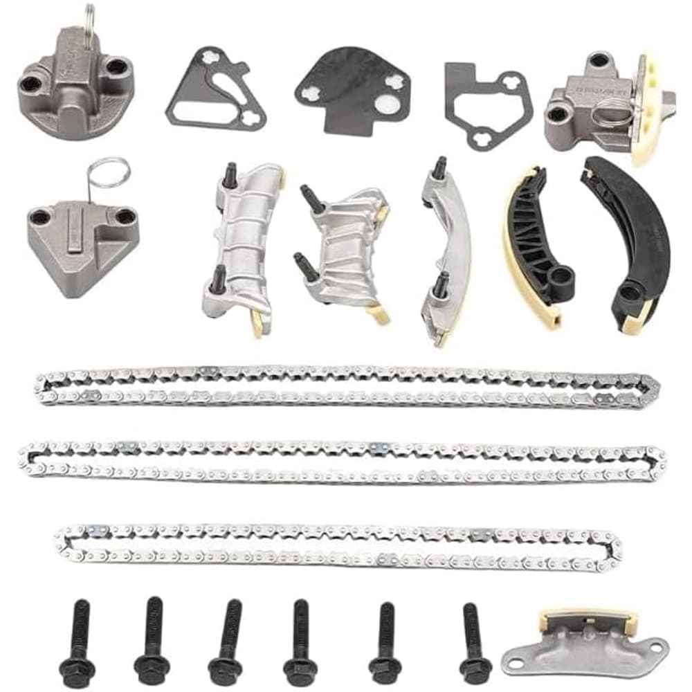 Full timing chain kit compatible with 2007-2021 GM 2.8-3.6L V6 engines, resolves timing rattle and fault codes, OE spec durable components. 1-year warranty & free shipping.
