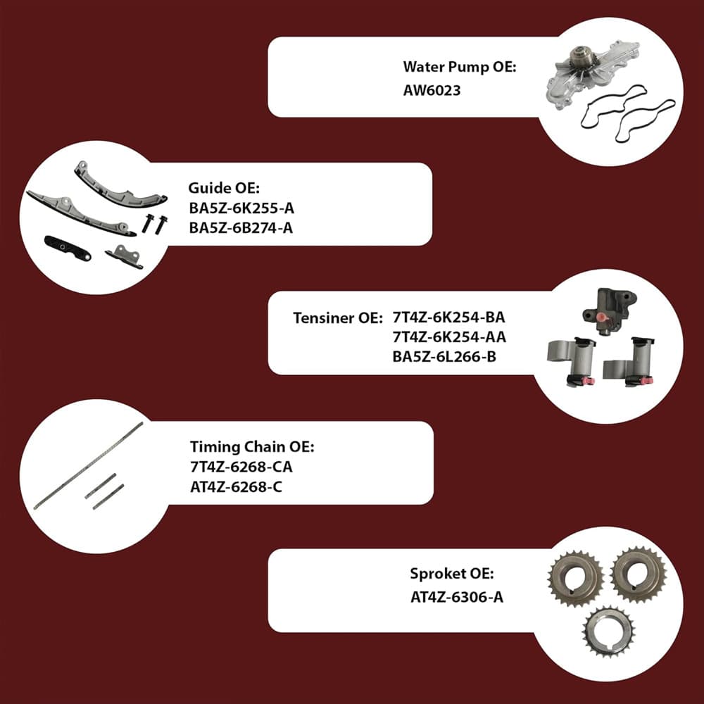 Engine Timing Chain Kit With Water Pump Fit Ford Edge Taurus Lincoln MKS Mazda CX-9 3.5L 3.7L DOHC

