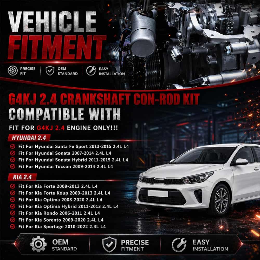 G4KJ 2.4L Engine Rebuild Kit Crankshaft Rods Bearings Fit for Hyundai Sonata Santa Fe Sport Tucson Kia Optima Sorento Sportage Forte Rondo 2006‑2022