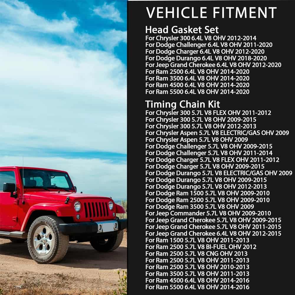 6.4L engine overhaul parts: head gasket set, timing chain, valve bearing kit with cylinder head bolts