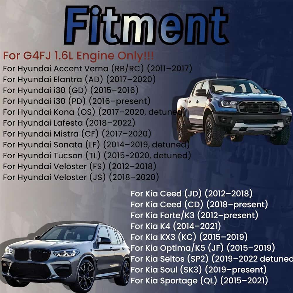 G4FJ 1.6 overhaul kit timing chain gasket connecting rod Hyundai Veloster Kia Rio engine rebuild parts