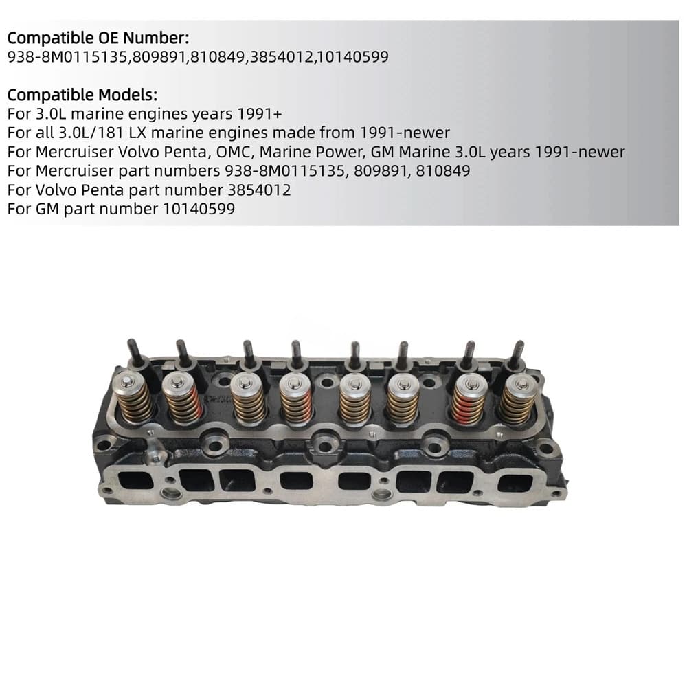 GM 3.0L (181 CID) marine cylinder head assembly