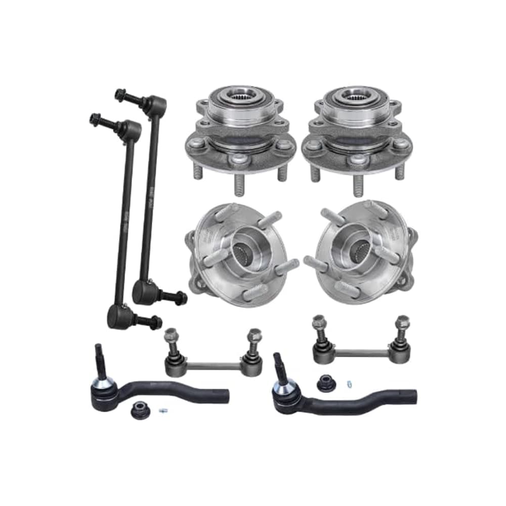 Ford 10Pc Front Rear Wheel Hub Bearing Sway Bar Links Outer Tie Rod Suspension Kit