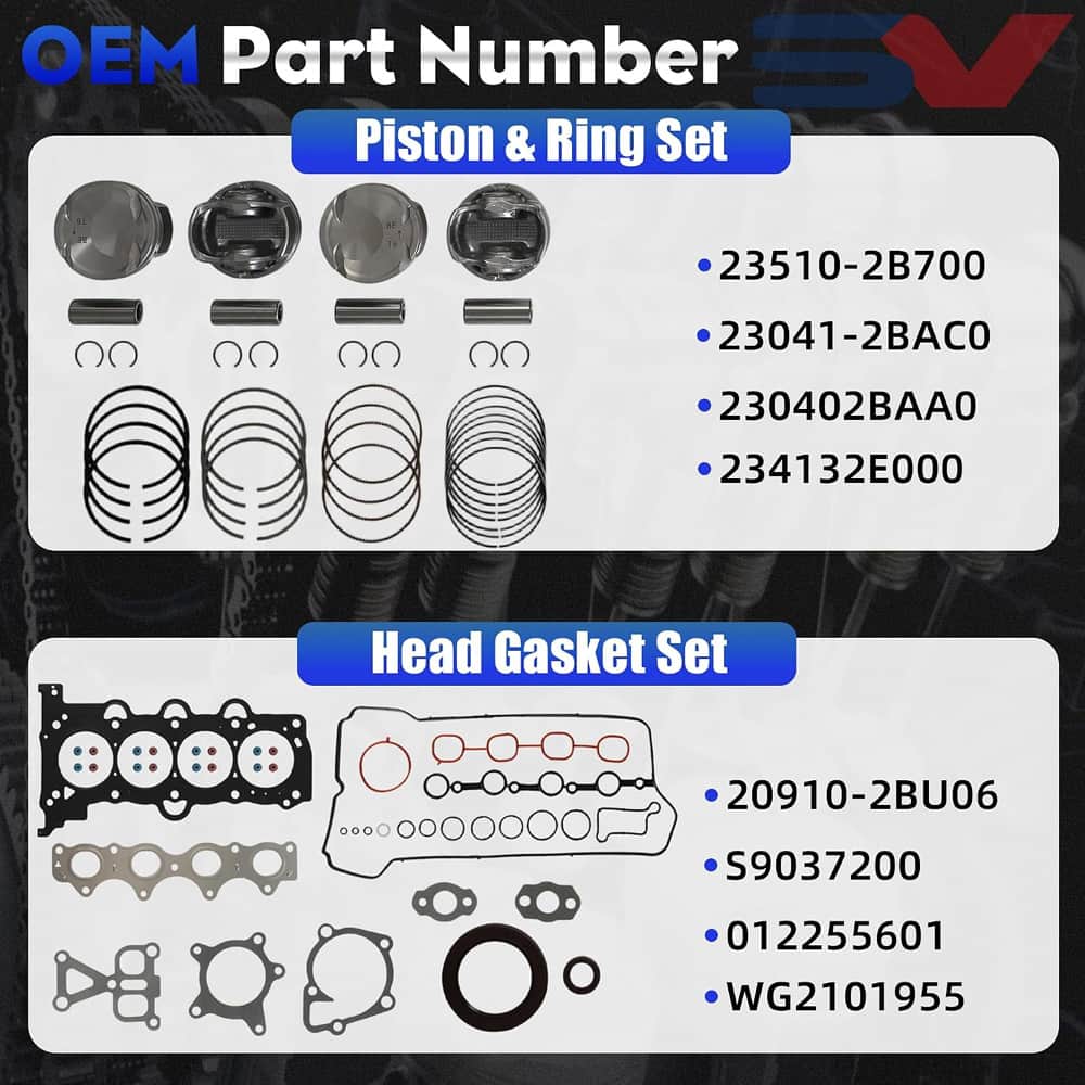 Full Gasket & Piston Rings Set Fit Hyundai Kia 1.6T G4FJ Engine Overhaul Parts
