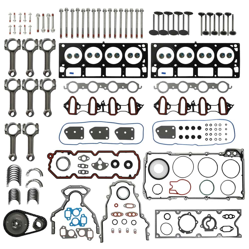 Full head gasket bolts set with connecting rod bearings for GMC Yukon Chevy Tahoe Buick 5.3‑liter V8 gasoline engine overhaul repair