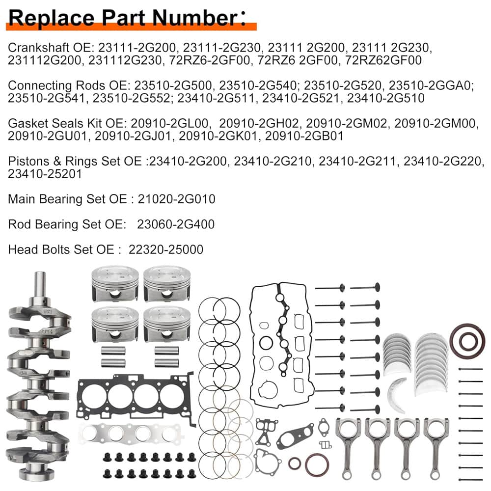 G4KE 2.4 Full Rebuild Kit with Crankshaft, Pistons and Con-Rod Assembly