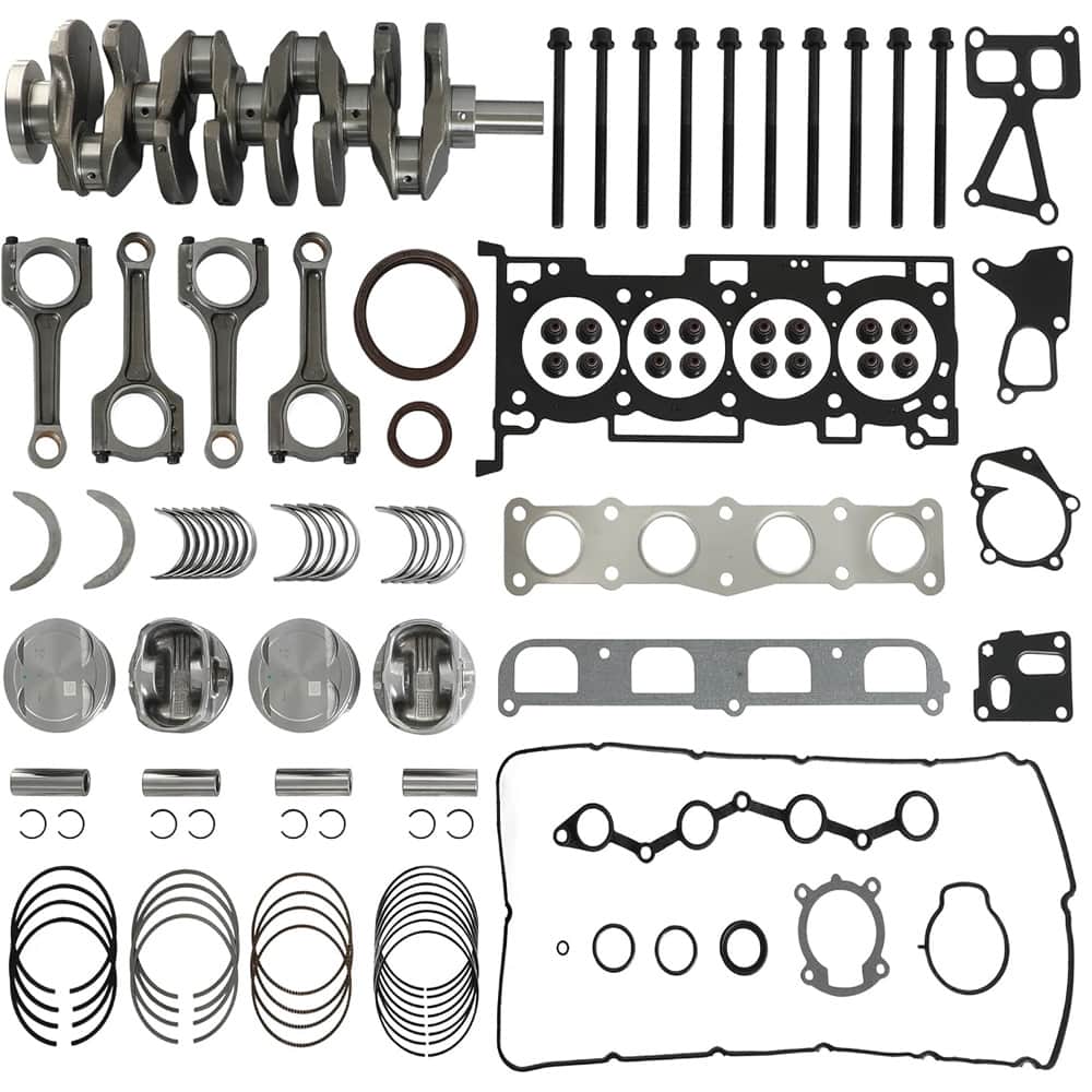 Engine rebuild kit with crankshaft and head gasket for Hyundai G4KF 2.0T turbo engine, compatible with 2010–2012 models for complete lower and upper engine sealing and rotating assembly replacement.